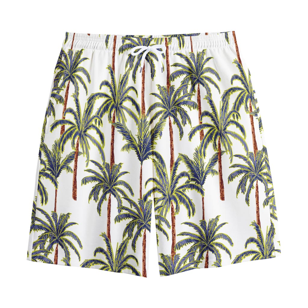 Vintage Palm Tree Beach Pattern Print Cotton Shorts