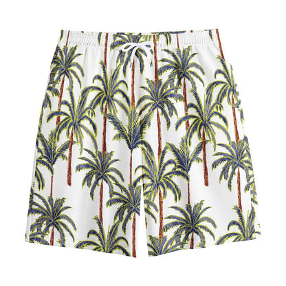 Vintage Palm Tree Beach Pattern Print Cotton Shorts