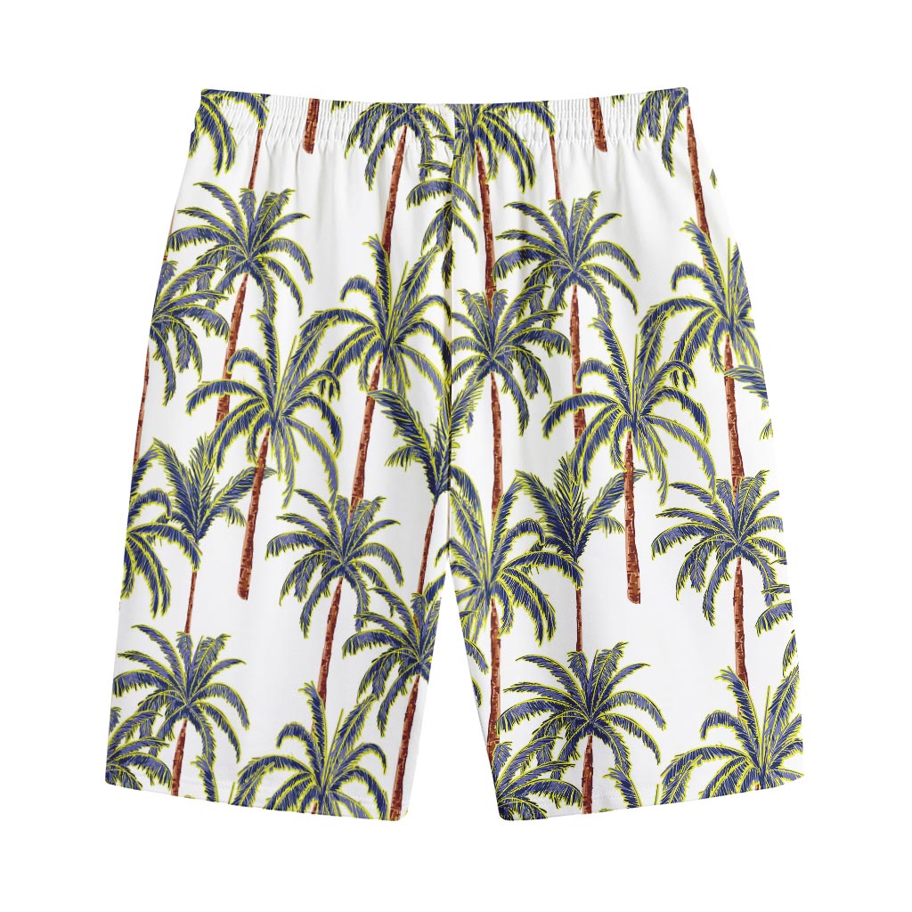 Vintage Palm Tree Beach Pattern Print Cotton Shorts