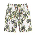Vintage Palm Tree Beach Pattern Print Cotton Shorts