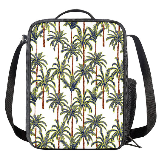 Vintage Palm Tree Beach Pattern Print Crossbody Lunch Bag