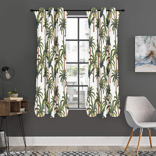 Vintage Palm Tree Beach Pattern Print Curtain