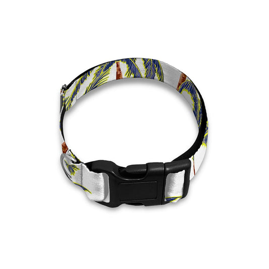 Vintage Palm Tree Beach Pattern Print Dog Collar