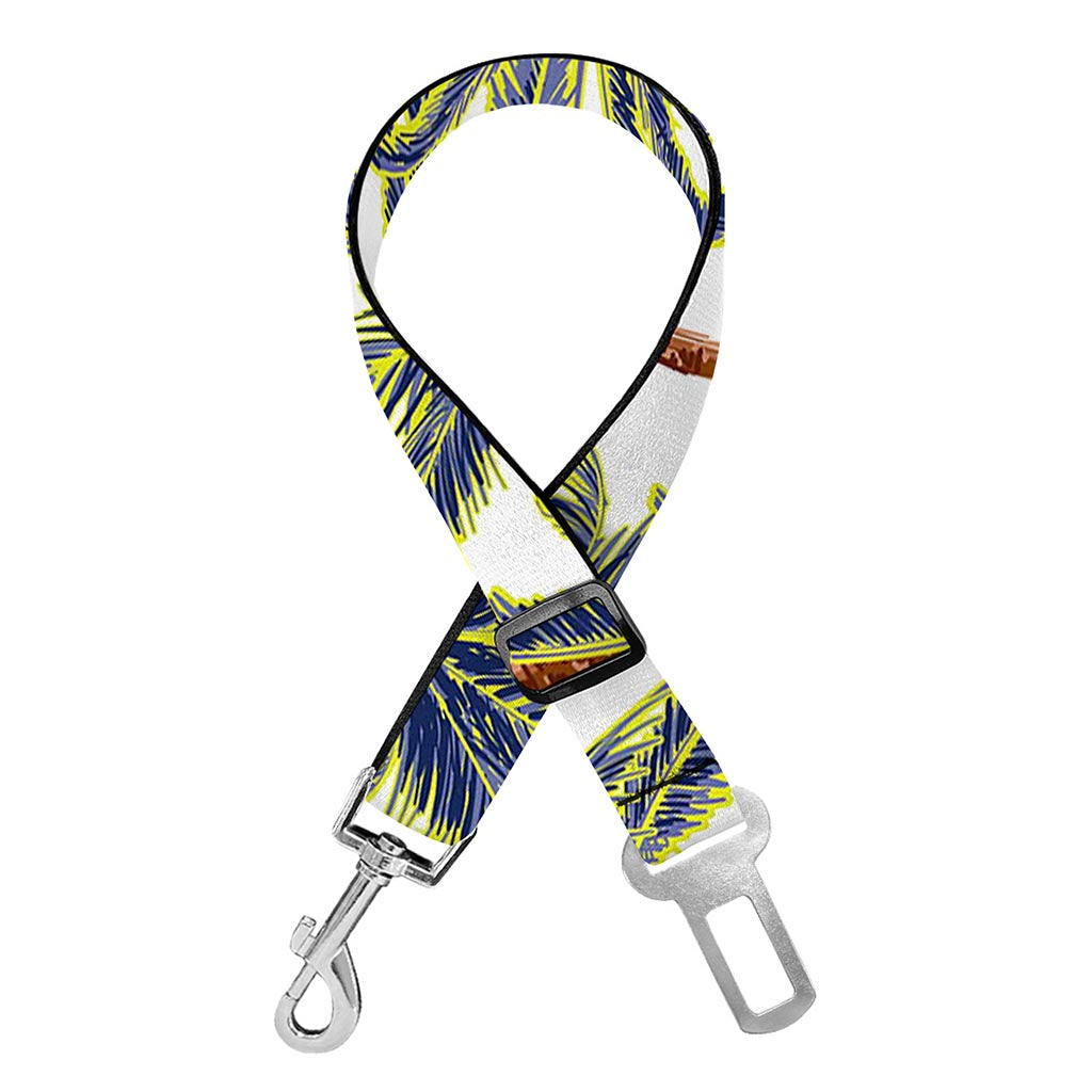 Vintage Palm Tree Beach Pattern Print Dog Seat Belt