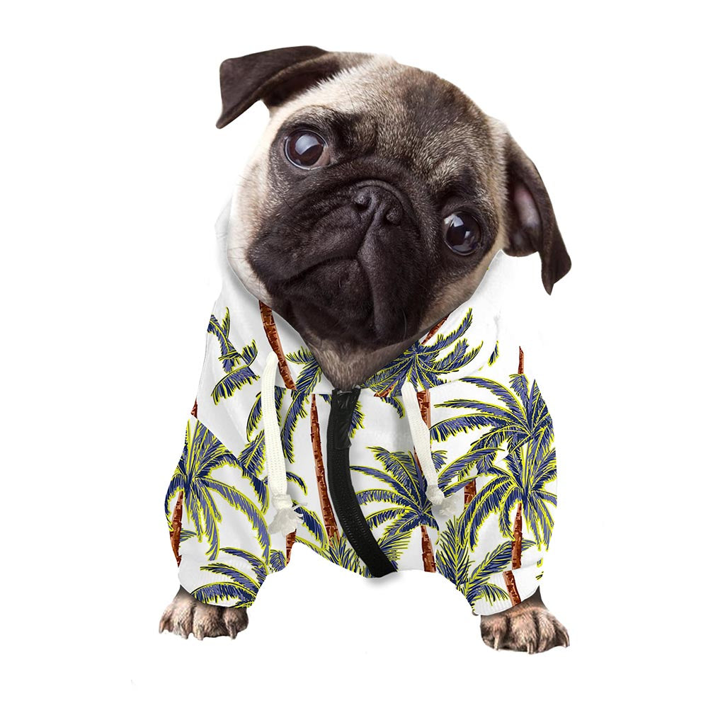 Vintage Palm Tree Beach Pattern Print Dog Zip Up Hoodie