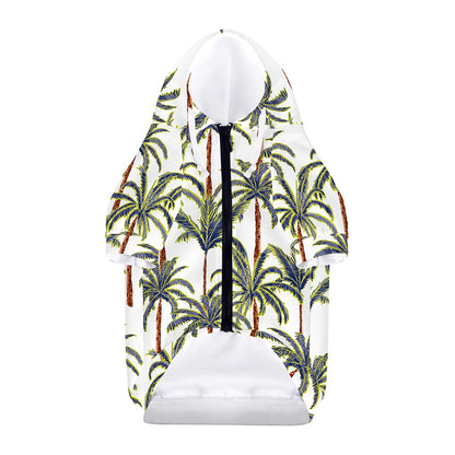Vintage Palm Tree Beach Pattern Print Dog Zip Up Hoodie