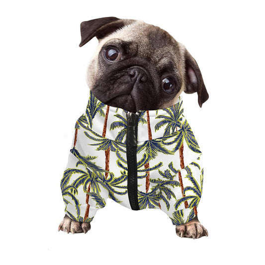 Vintage Palm Tree Beach Pattern Print Dog Zip Up Jacket
