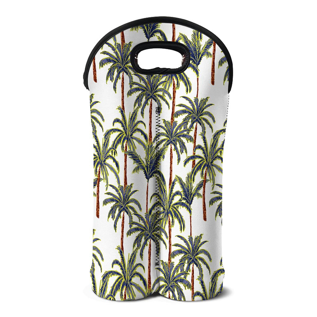 Vintage Palm Tree Beach Pattern Print Double Neoprene Wine Tote