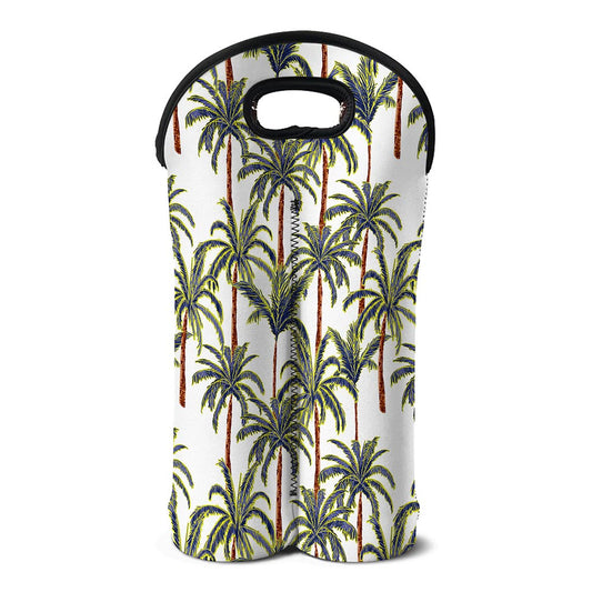 Vintage Palm Tree Beach Pattern Print Double Neoprene Wine Tote