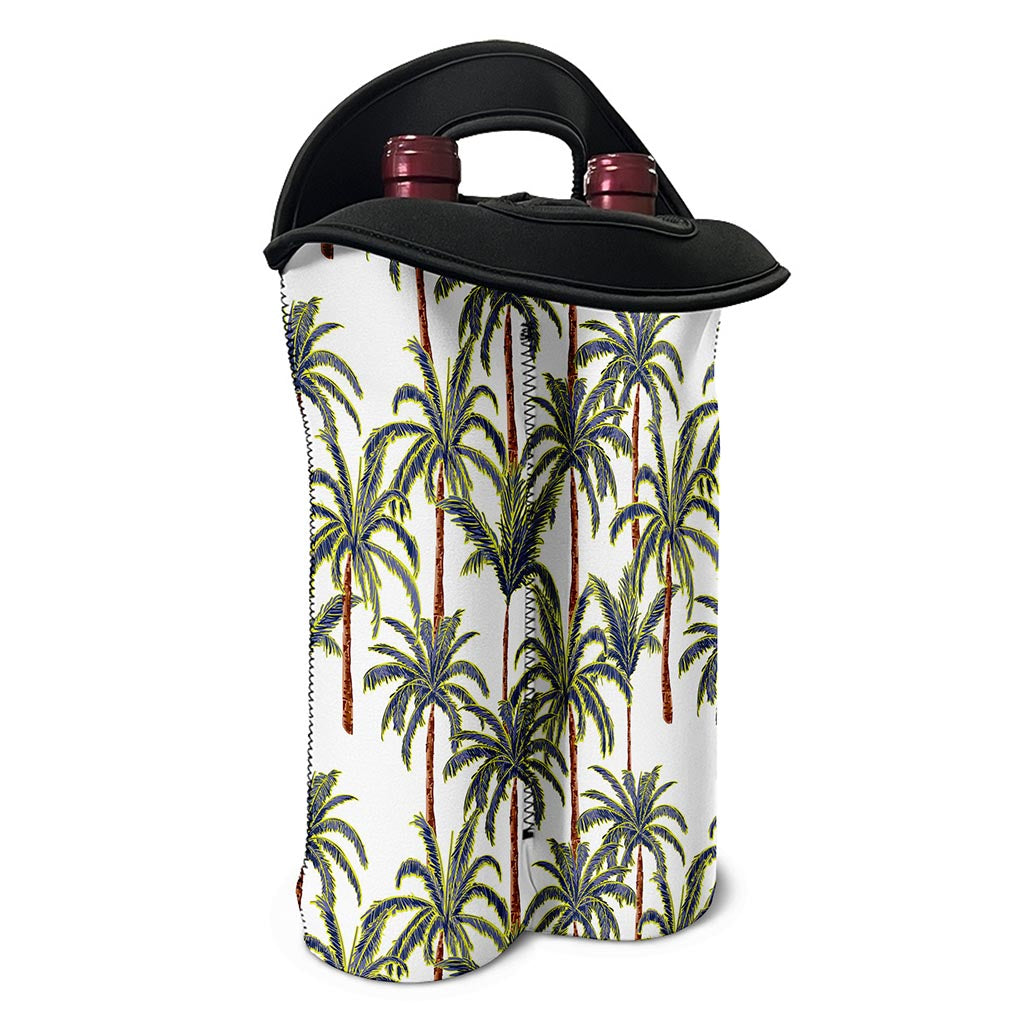 Vintage Palm Tree Beach Pattern Print Double Neoprene Wine Tote