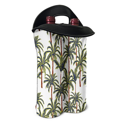 Vintage Palm Tree Beach Pattern Print Double Neoprene Wine Tote