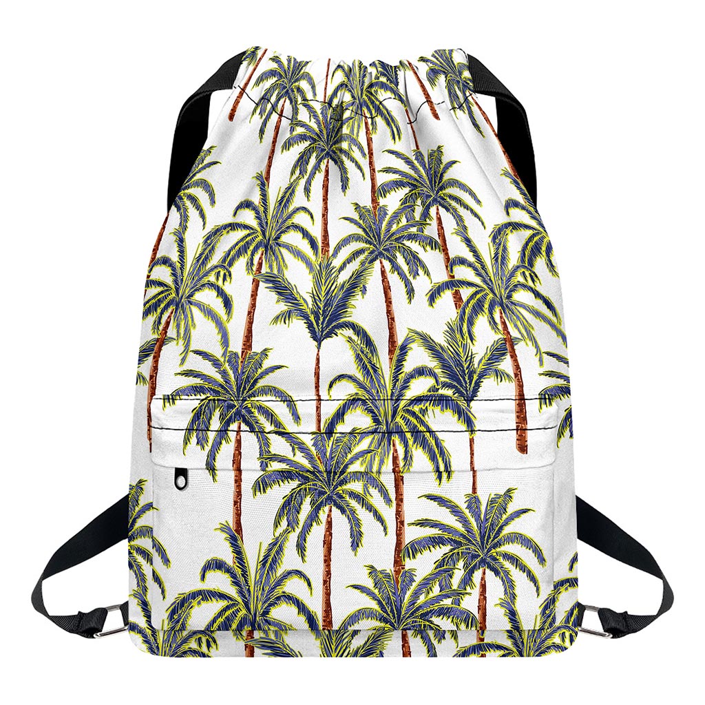 Vintage Palm Tree Beach Pattern Print Drawstring Backpack