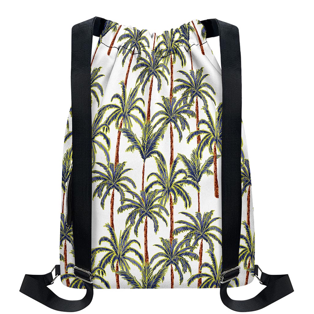Vintage Palm Tree Beach Pattern Print Drawstring Backpack