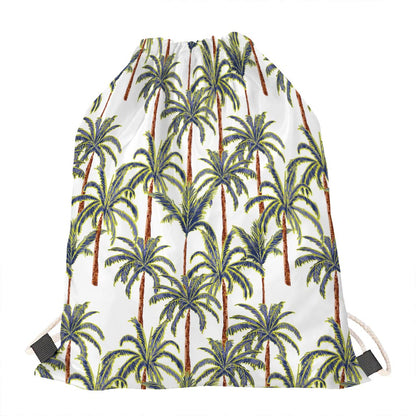 Vintage Palm Tree Beach Pattern Print Drawstring Bag