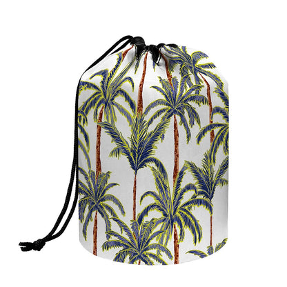 Vintage Palm Tree Beach Pattern Print Drawstring Makeup Bag