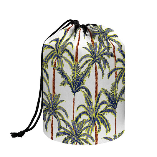 Vintage Palm Tree Beach Pattern Print Drawstring Makeup Bag