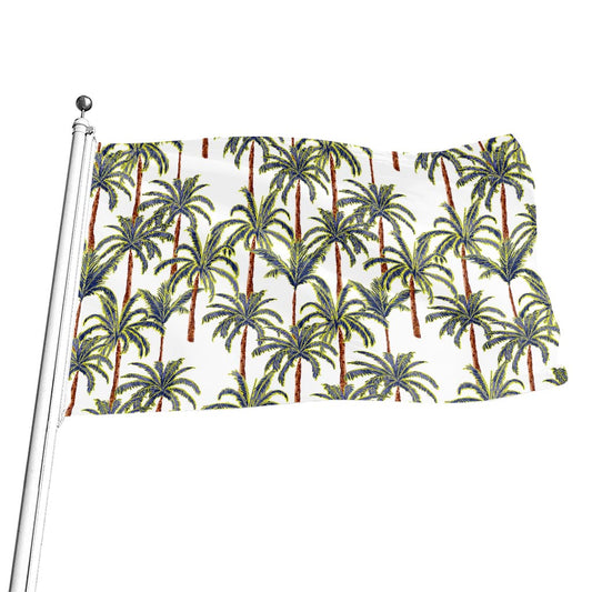 Vintage Palm Tree Beach Pattern Print Flag