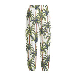 Vintage Palm Tree Beach Pattern Print Fleece Lined Knit Pants