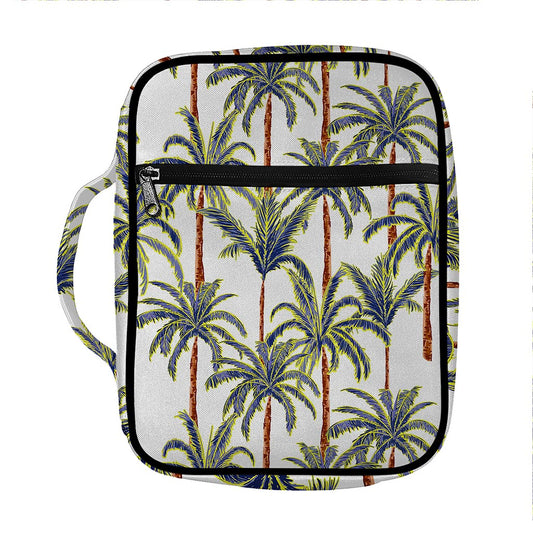 Vintage Palm Tree Beach Pattern Print Front Pocket Bible Bag