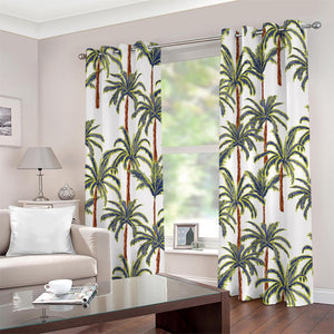 Vintage Palm Tree Beach Pattern Print Grommet Curtains