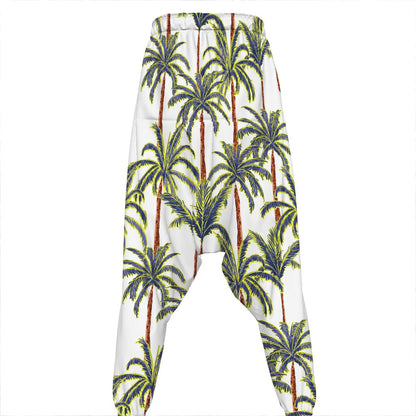 Vintage Palm Tree Beach Pattern Print Hammer Pants