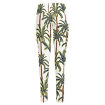Vintage Palm Tree Beach Pattern Print High-Waisted Pocket Leggings
