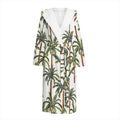 Vintage Palm Tree Beach Pattern Print Hooded Bathrobe