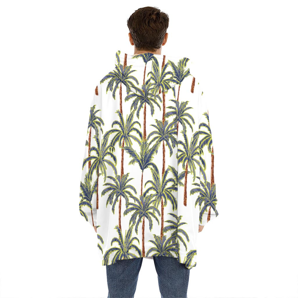 Vintage Palm Tree Beach Pattern Print Hoodie Blanket