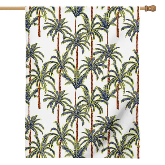 Vintage Palm Tree Beach Pattern Print House Flag