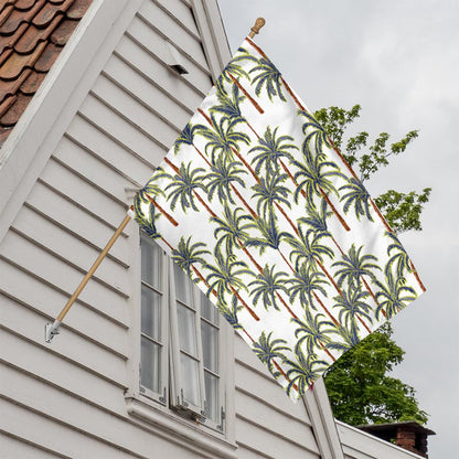 Vintage Palm Tree Beach Pattern Print House Flag