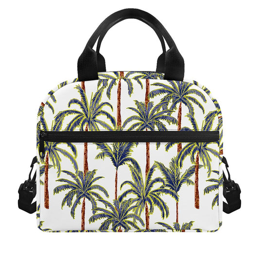 Vintage Palm Tree Beach Pattern Print Insulated Lunch Bag