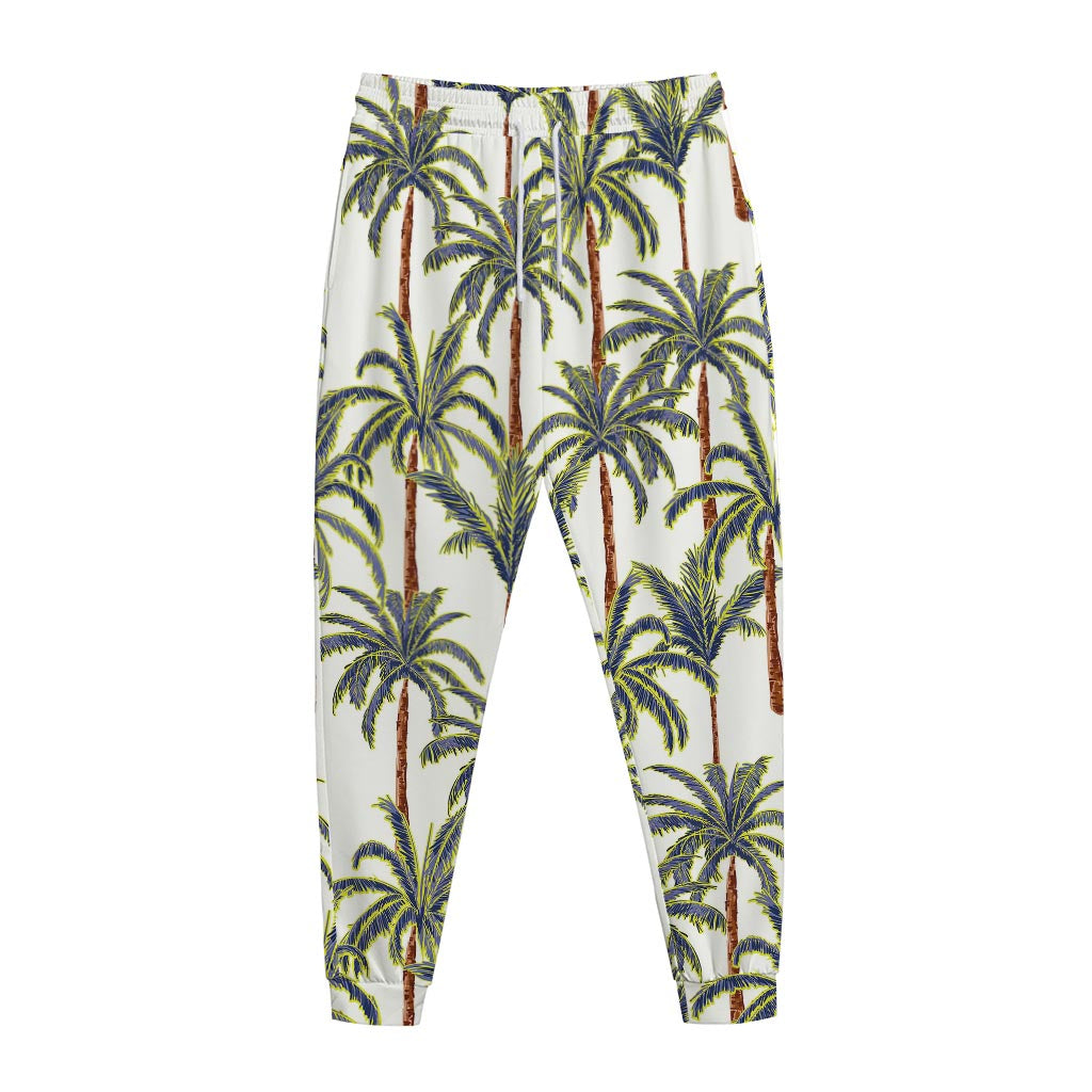 Vintage Palm Tree Beach Pattern Print Jogger Pants