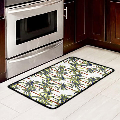 Vintage Palm Tree Beach Pattern Print Kitchen Mat
