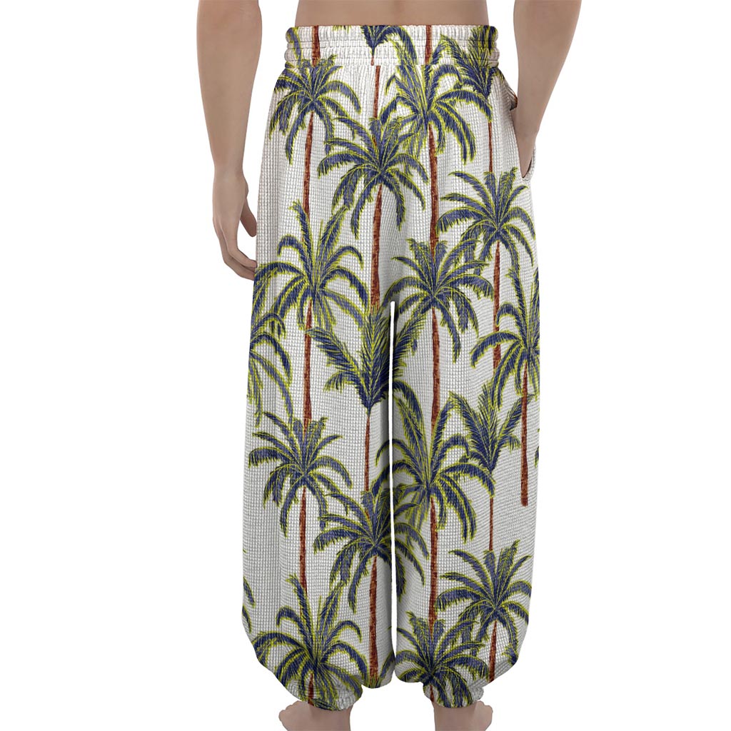 Vintage Palm Tree Beach Pattern Print Lantern Pants