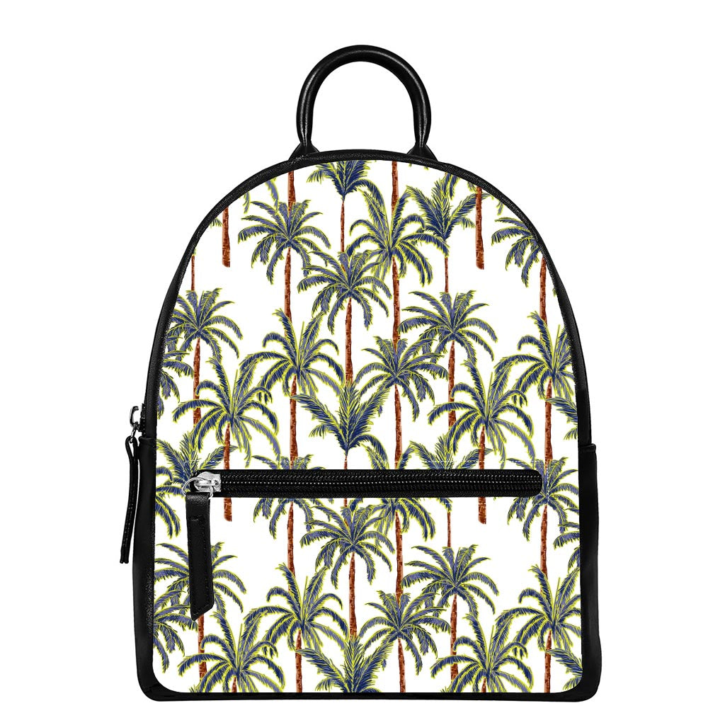 Vintage Palm Tree Beach Pattern Print Leather Backpack