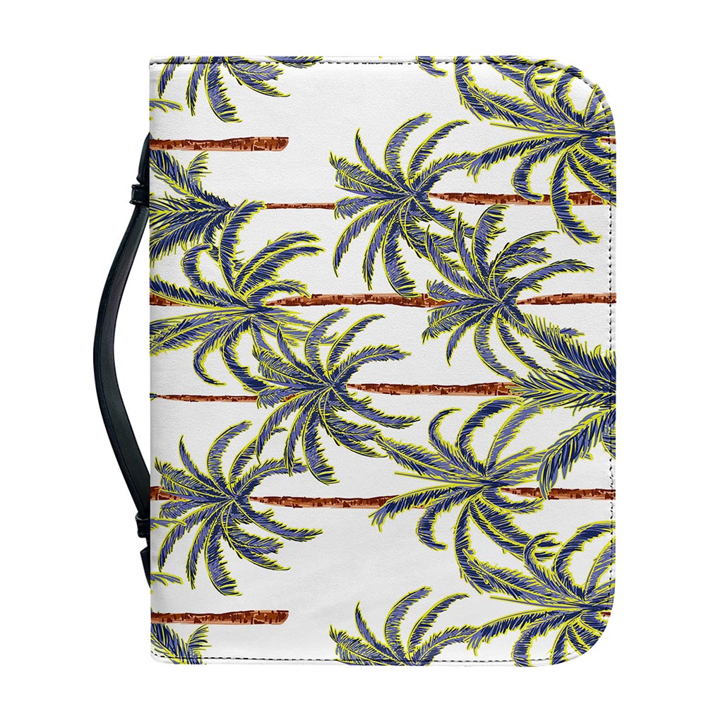 Vintage Palm Tree Beach Pattern Print Leather Bible Cover