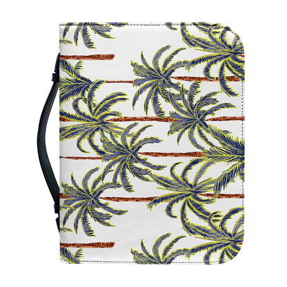 Vintage Palm Tree Beach Pattern Print Leather Bible Cover