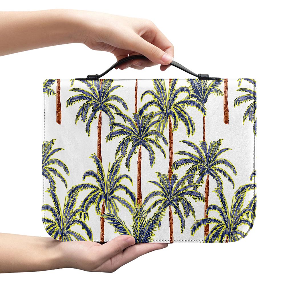 Vintage Palm Tree Beach Pattern Print Leather Bible Cover