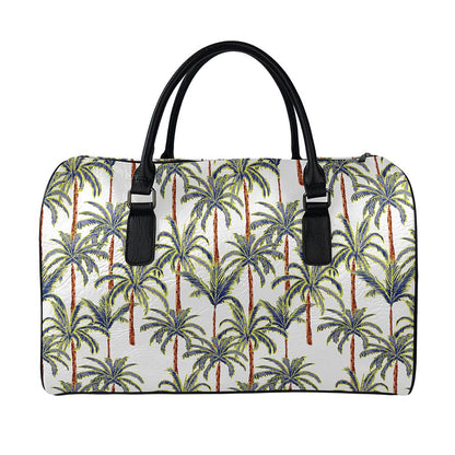 Vintage Palm Tree Beach Pattern Print Leather Duffle Bag