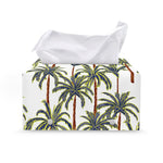 Vintage Palm Tree Beach Pattern Print Leather Tissue Box Cover