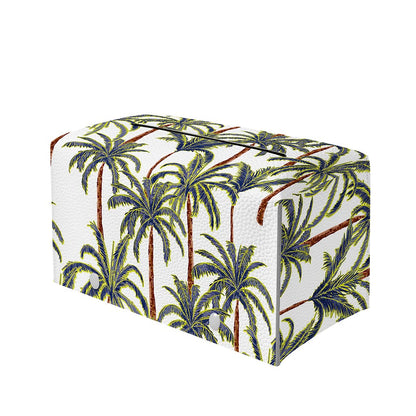 Vintage Palm Tree Beach Pattern Print Leather Tissue Box Cover