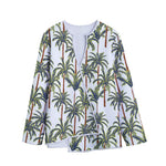 Vintage Palm Tree Beach Pattern Print Long Sleeve Short Coat