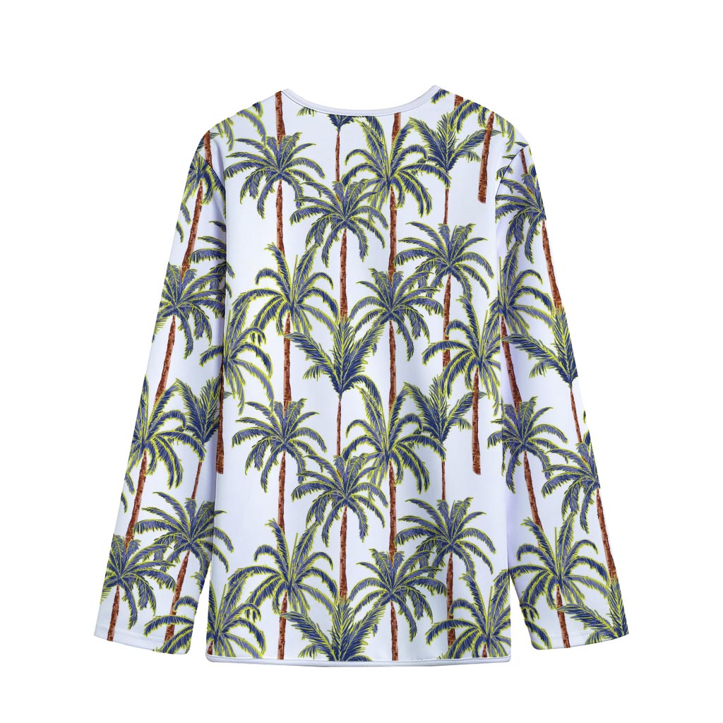 Vintage Palm Tree Beach Pattern Print Long Sleeve Short Coat