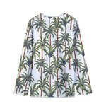 Vintage Palm Tree Beach Pattern Print Long Sleeve Short Coat