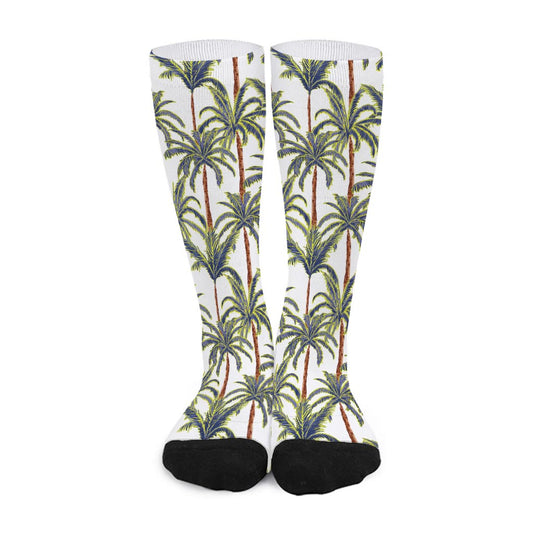 Vintage Palm Tree Beach Pattern Print Long Socks