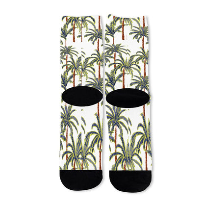 Vintage Palm Tree Beach Pattern Print Long Socks