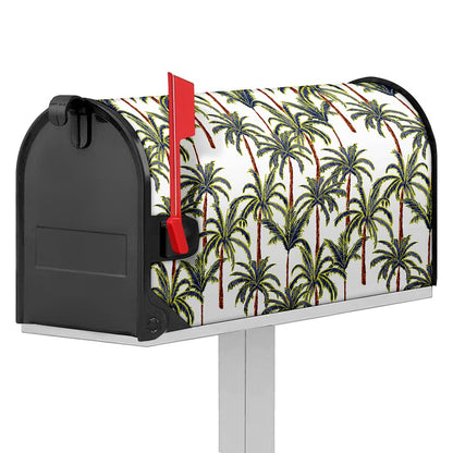 Vintage Palm Tree Beach Pattern Print Mailbox Cover