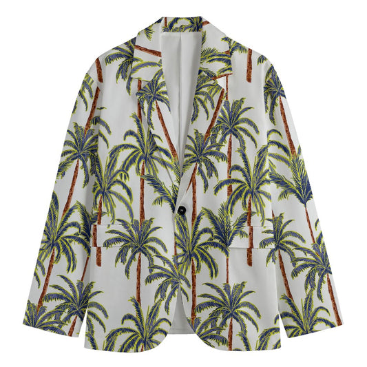 Vintage Palm Tree Beach Pattern Print Men's Blazer