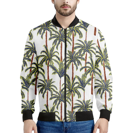 Vintage Palm Tree Beach Pattern Print Men's Bomber Jacket