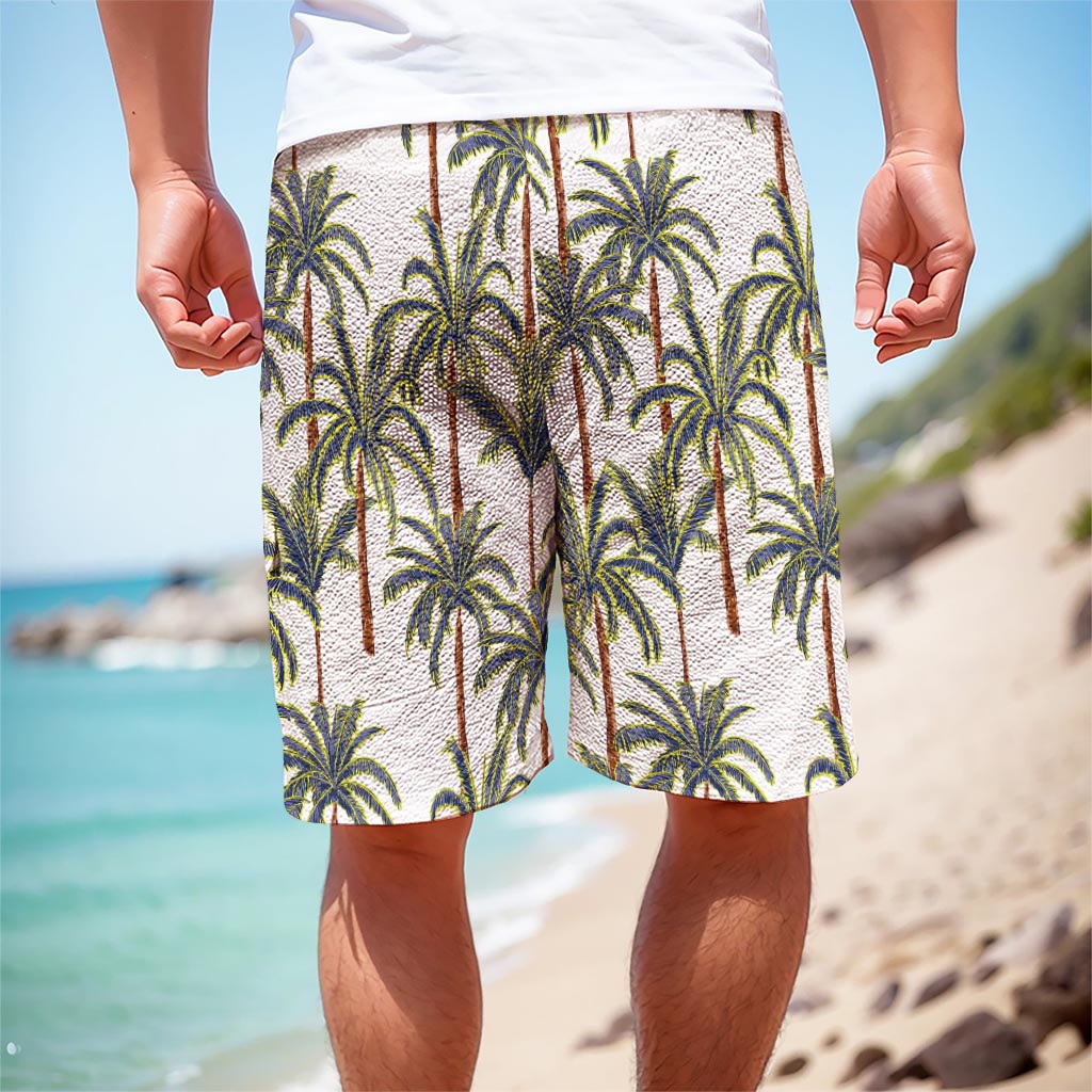 Vintage Palm Tree Beach Pattern Print Men's Cargo Shorts